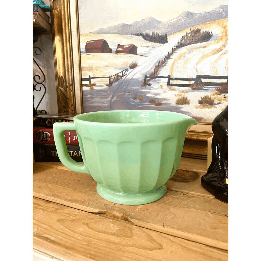 Mosser Glass 80 oz Panel Batter Bowl — Jadeite Glass, 5.75" H x 11" D